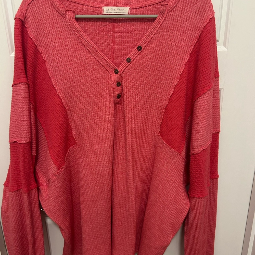 Red Waffle Knit Shirt